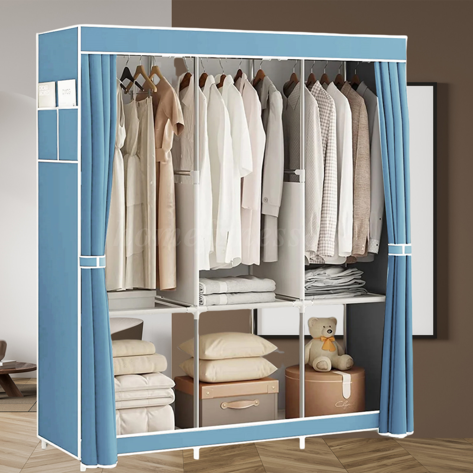 New Design Portable Closet Wardrobe Clothes Rack Storage Organizer Shelf Fabric gallery