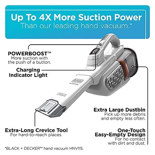 BLACK+DECKER Dustbuster Handheld Vacuum, Cordless, AdvancedClean+, White (HHVK32 gallery