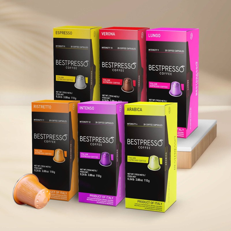 Bestpresso Coffee for Nespresso Machine 120 pods Espresso - 6 Variety Flavors gallery