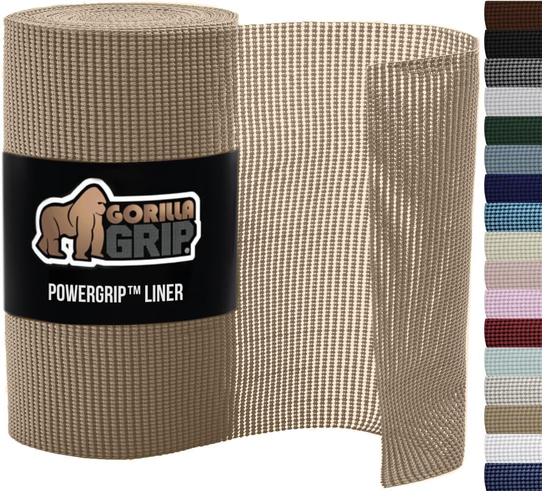Gorilla Grip powerGRIP Drawer Shelf and Cabinet Liner, 12"W x 20"L, Beige gallery