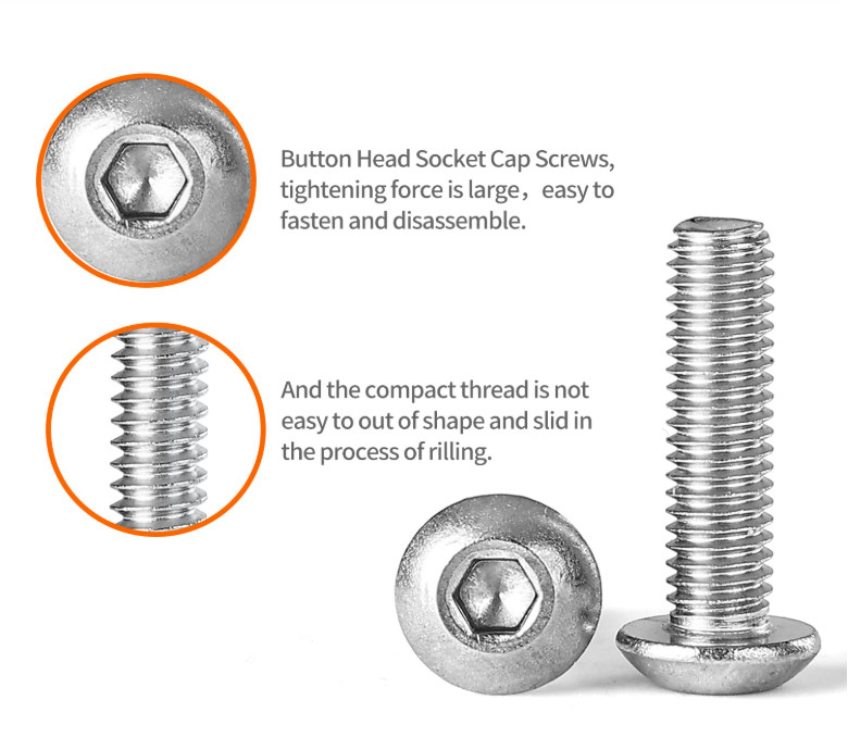 Button Head Screws A2 Stainless Steel Allen Socket Bolt M3/M4/M5 * 6mm - 20mm gallery
