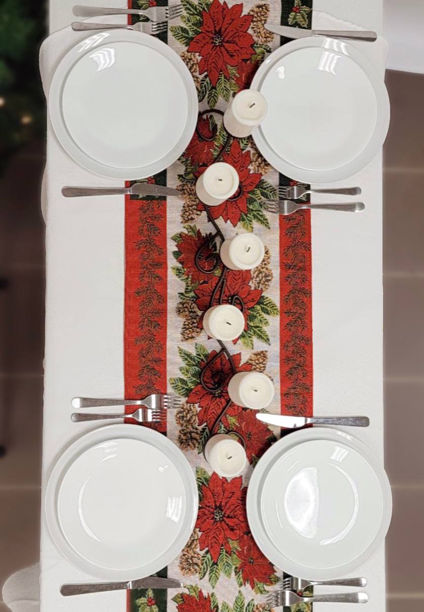 Wizardi Poinsettia Christmas Table Runner F07M5-8G gallery