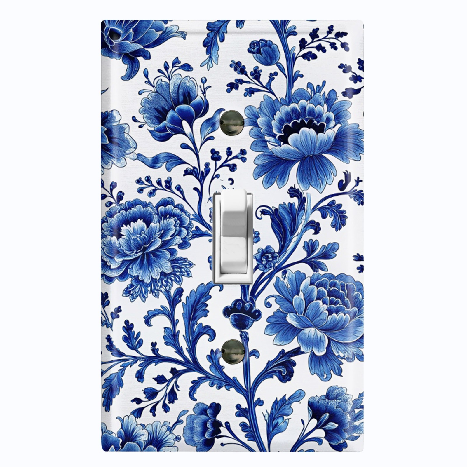 Metal Light Switch Outlet Cover Wall Plate Blue Floral Porcelain PRINT FWR354 gallery