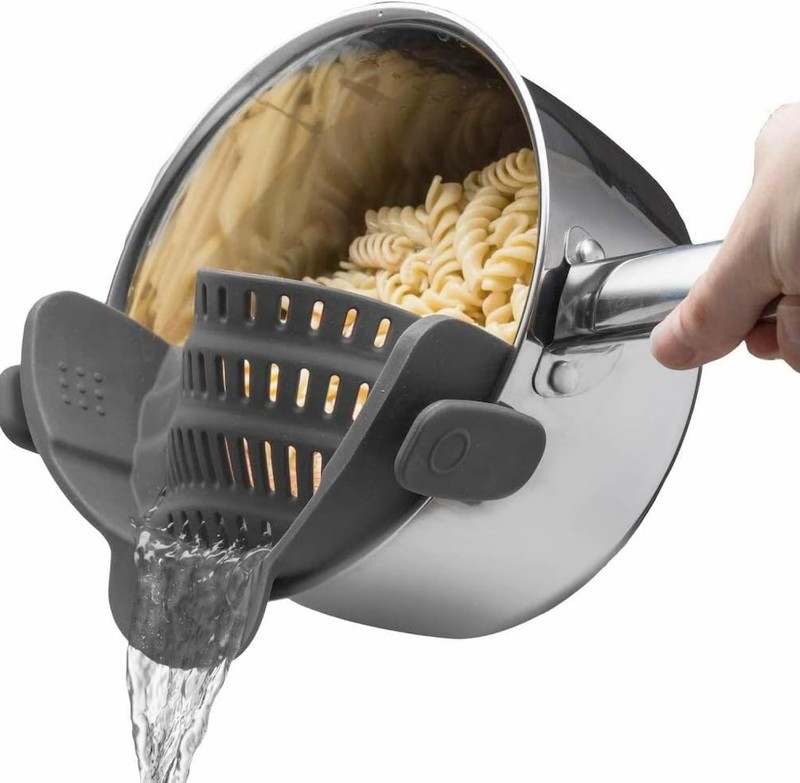 Universal Clip-On Strainer for Pots & Pans - Quick Draining for Pasta & Veggies gallery