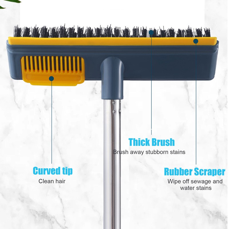 Floor Scrub Brush 2 in 1 Cleaning Scraper & Push Broom Stiff Bristle Long Handle gallery