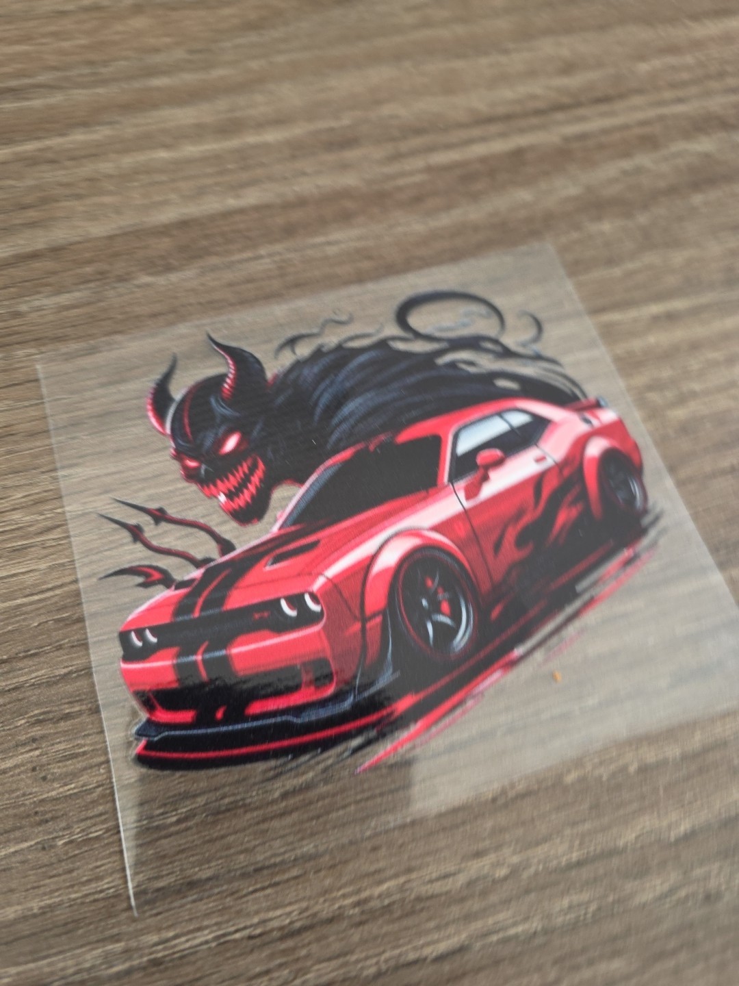 Dodge Challenger Demon High Quality Waterproof Raised UV DTF Window Decal 4in gallery