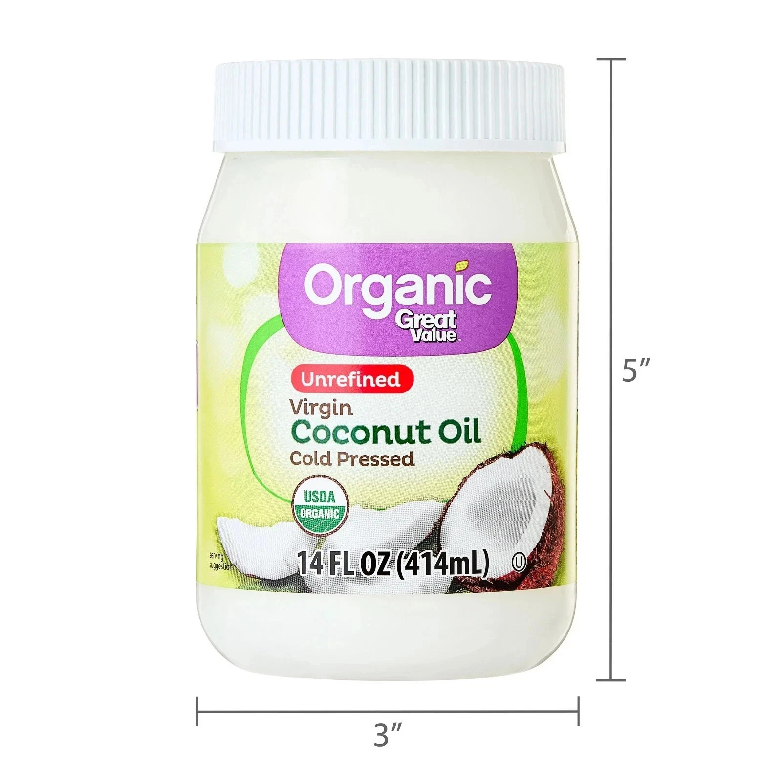 Great Value Organic Unrefined Virgin Coconut Oil, 14 fl oz gallery