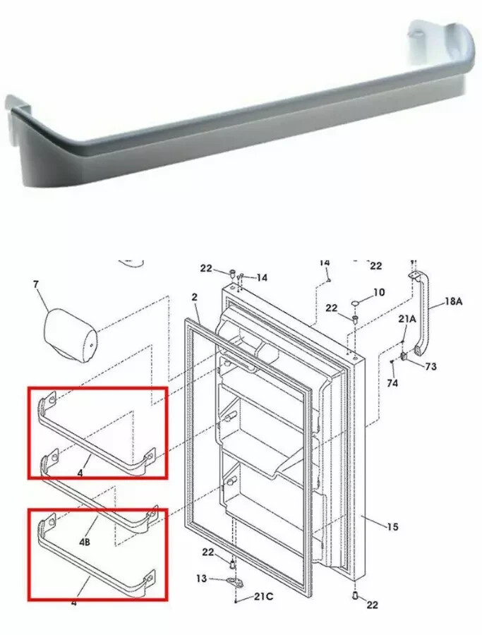 Fridge Door Top Bottom Shelf Rack for Kenmore Frigidaire FFHT1817LS1 NFTR18X4LS4 gallery