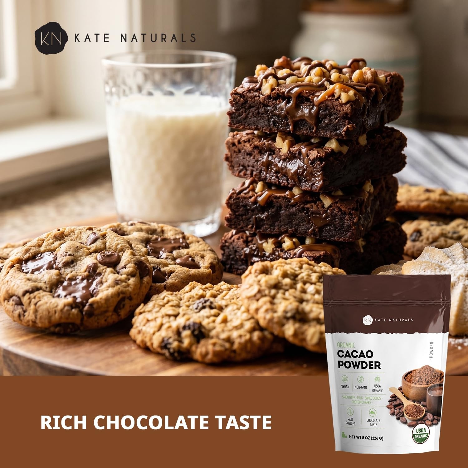 Organic Cacao Powder Unsweetened Raw Cocoa Baking Smoothies 8 oz Vegan gallery