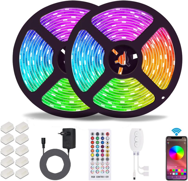 ALED LIGHT Bluetooth LED Strip, 10M 2x5m 32.8Ft Waterproof RGB 5050 LED S... gallery