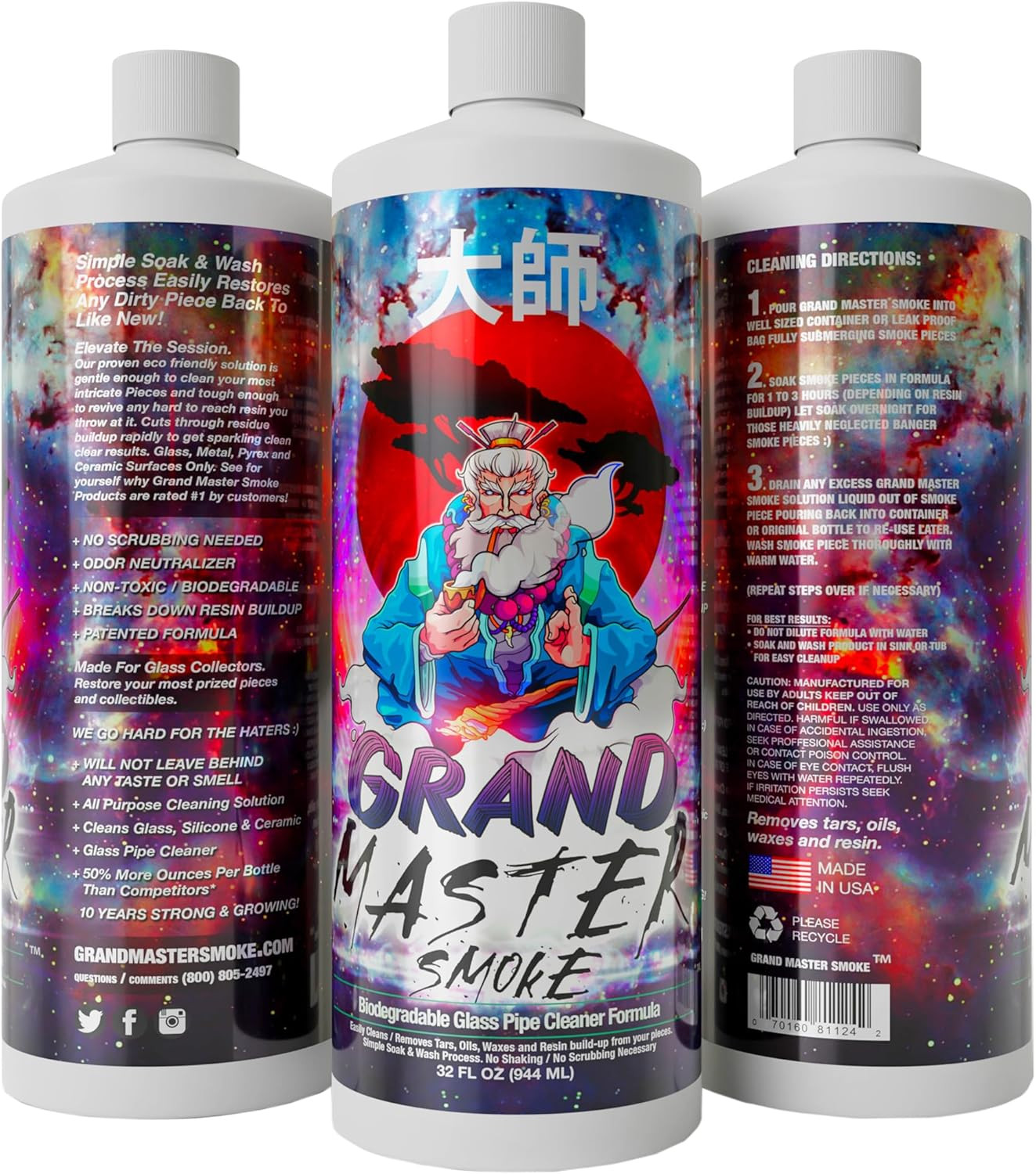 Grand Master Smoke 64oz 2-Pack Soak & Wash Glass Pipe Cleaner gallery