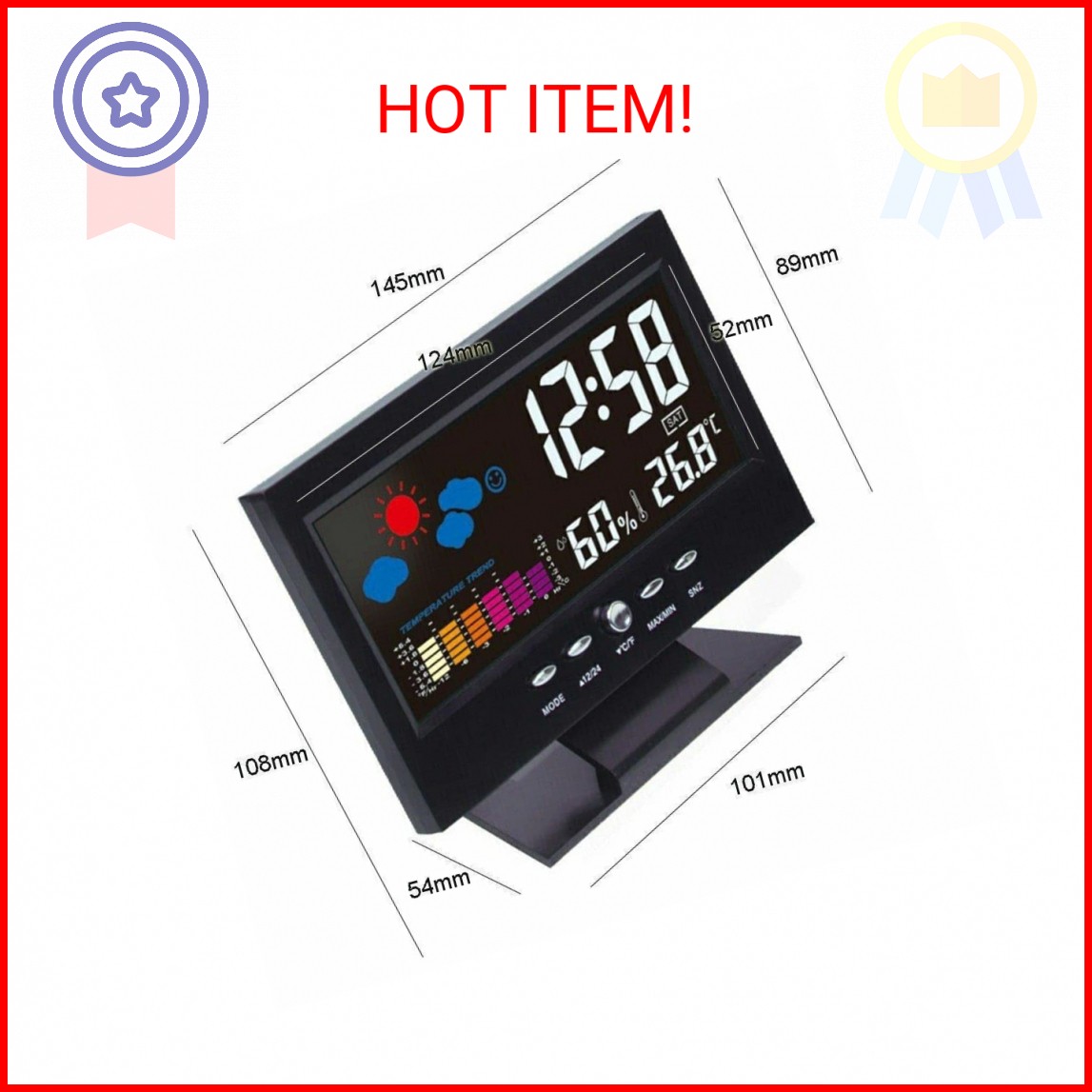 THE PERFECT PART Auto Set Digital Alarm Clock | Color Display LCD Screen with Sn gallery
