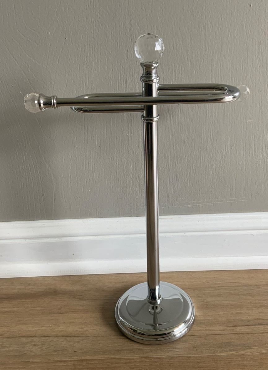 HAND TOWEL COUNTERTOP FREE STANDING STAINLESS STEEL TOWEL RACK HOLDS TWO TOWELS gallery