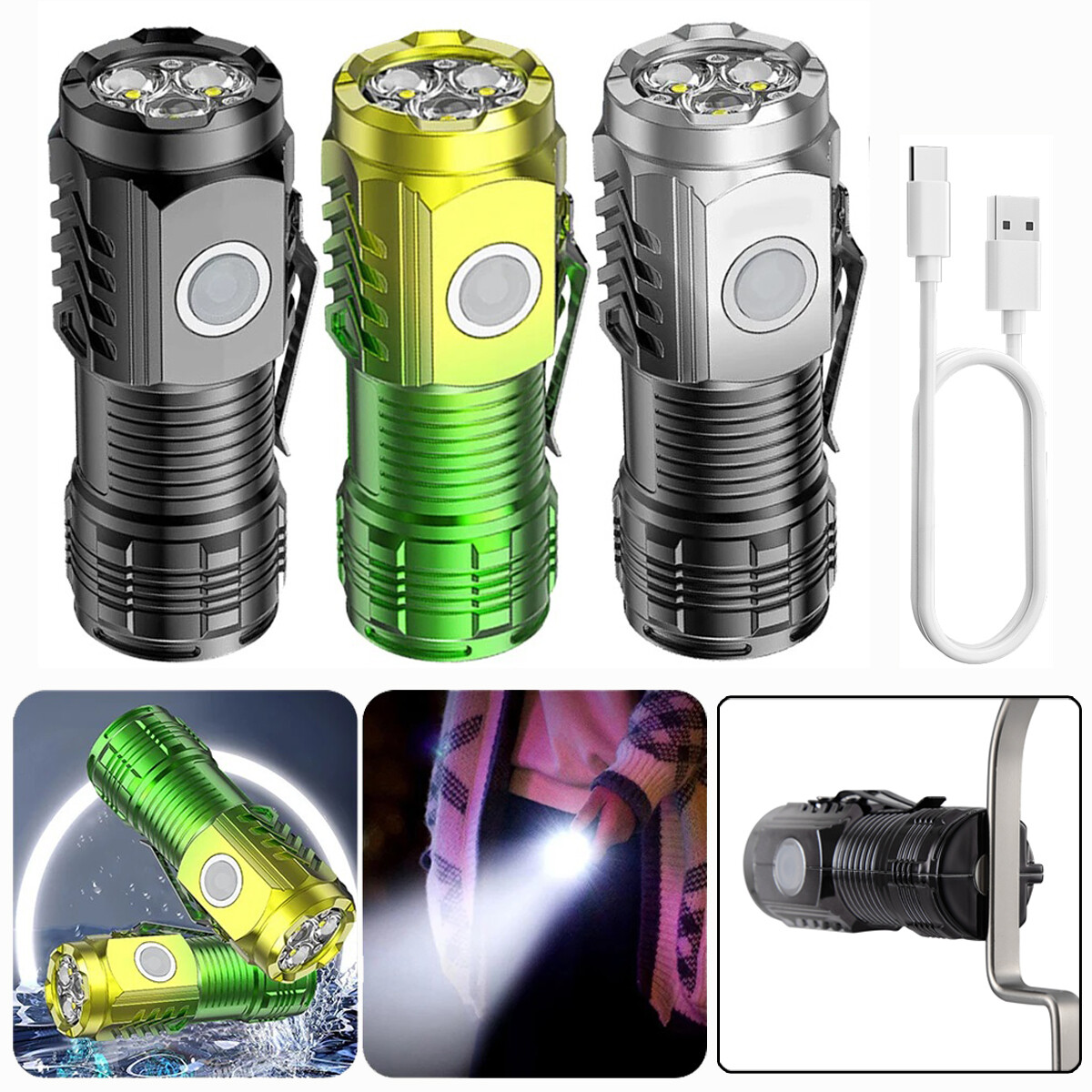 1000000 Lumens Super Bright LED Tactical Flashlight Rechargeable LED Work Light gallery