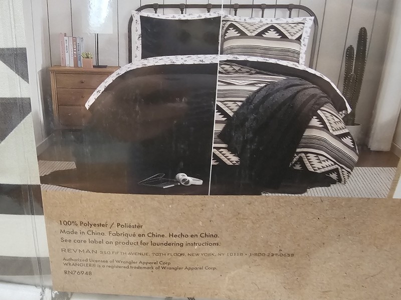 Wrangler 8 Pc Comforter Set Queen Size Black and White Striped Bedding Set New gallery