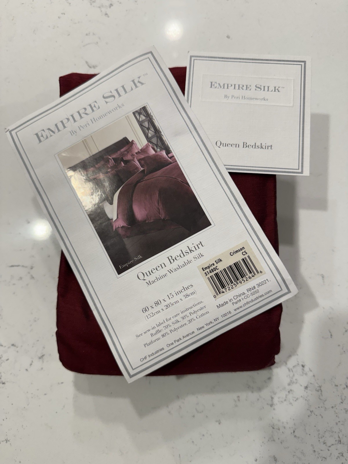 Empire Silk by Peri Homeworks Queen Bed Skirt Silk Blend 60x80x15 Crimson gallery