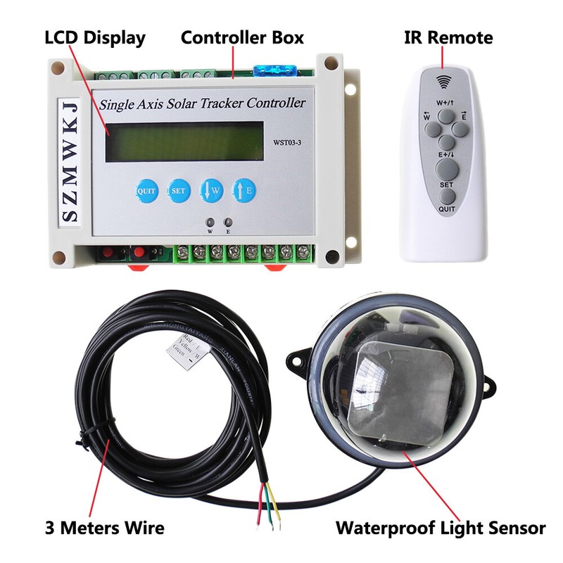 1000W KW Sunlight Tracking Solar Tracker Electric Single Axis Complete Track Kit gallery