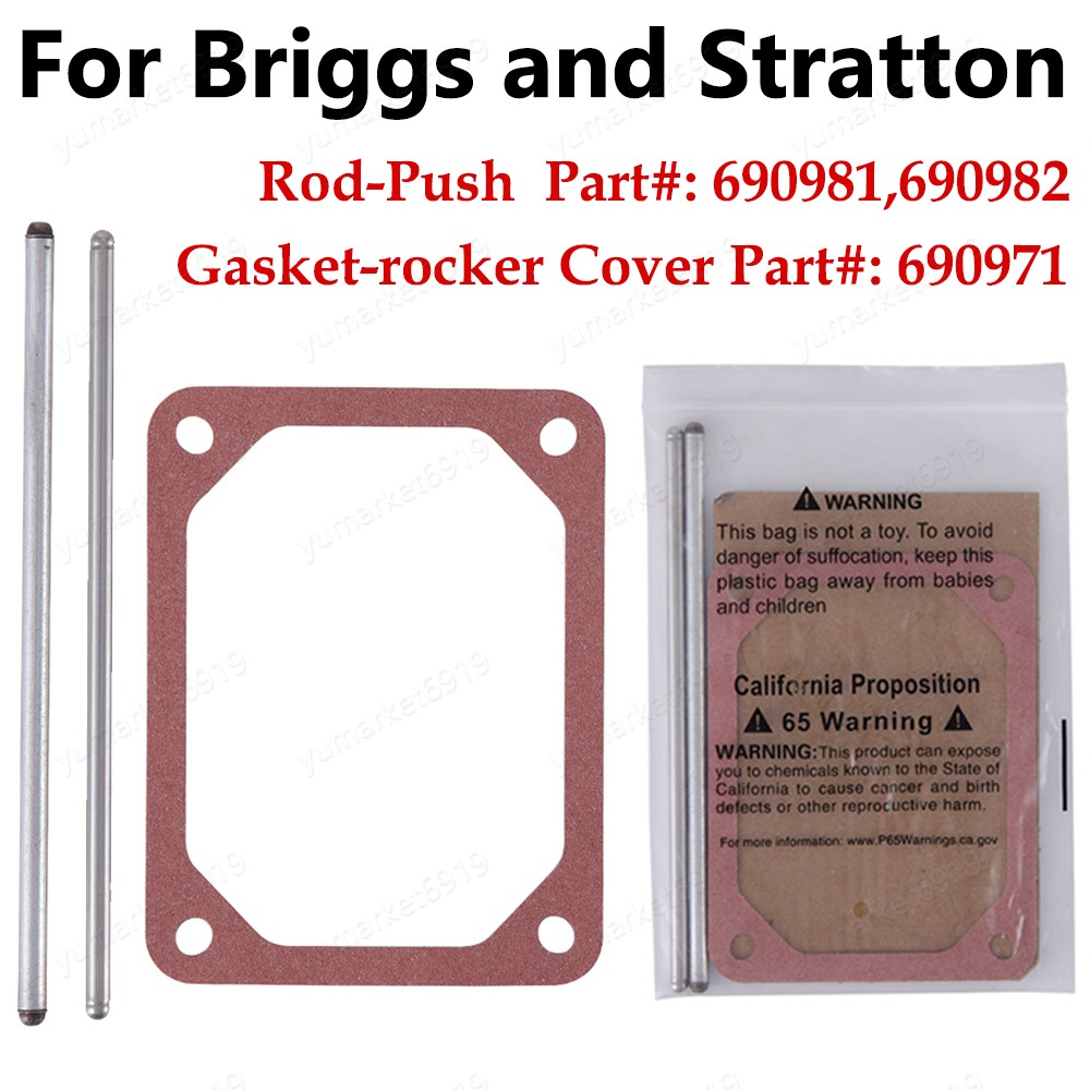 For Briggs and Stratton Push Rod Set & Valve Cover Gasket 690981 690982 690971 gallery