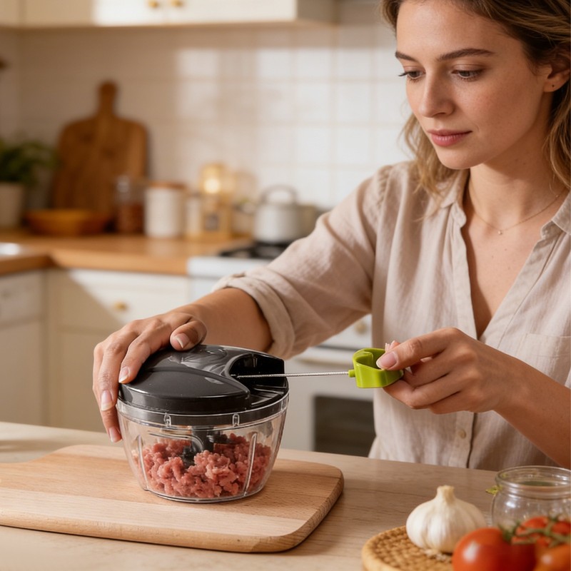 Portable Hand Pull String Garlic Mincer, Manual Food Chopper, Onion Chopper gallery