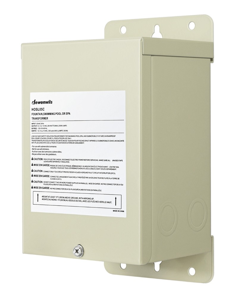 DEWENWILS 300W Pool Light Transformer Automatic Circuit Breaker 120V AC to 12V