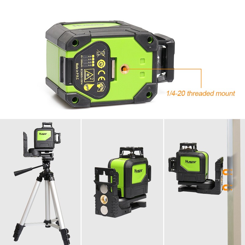 Self Leveling Laser Level Horizontal Vertical Line Green + Laser Receiver Huepar gallery