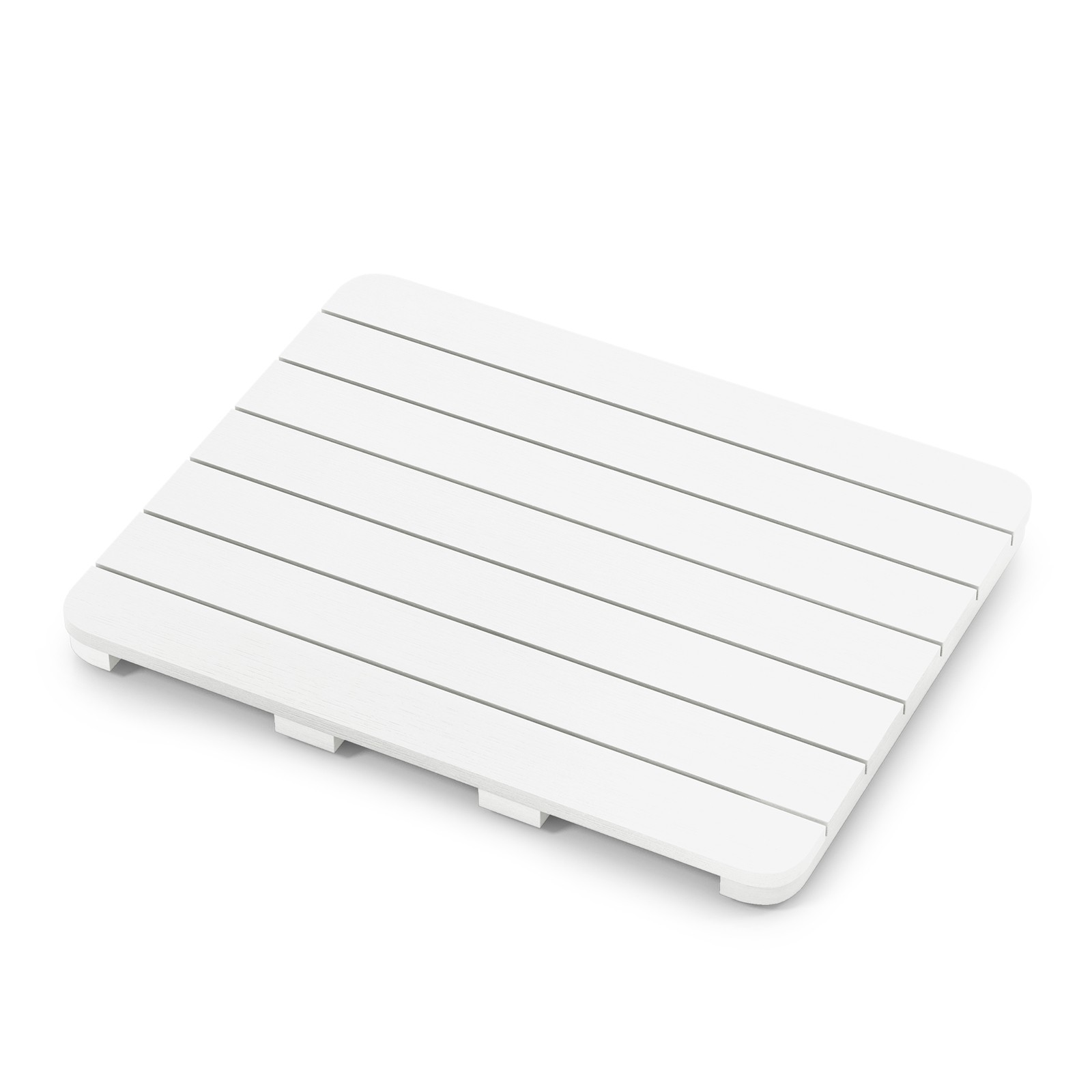 23.5" x 19" Waterproof Slatted Bath Mat Non-slip Shower Mat Easy to Clean White gallery