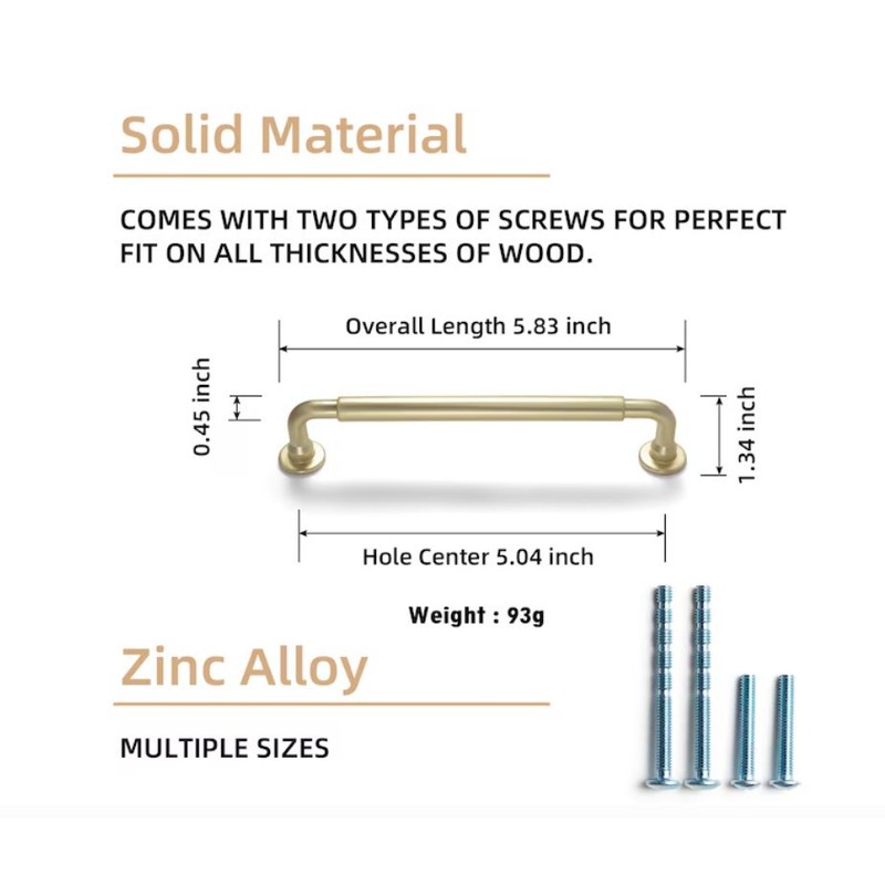 6-Pack Light Brushed Brass Cylindrical Handle 5-1/16-in, 128mm Center to Center gallery