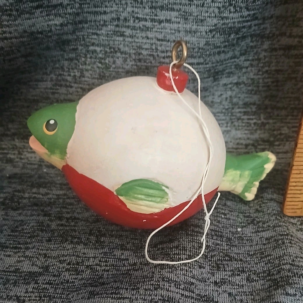 Hanging Fish Ornament White Red Green Less Than 5 in Height w/ String gallery