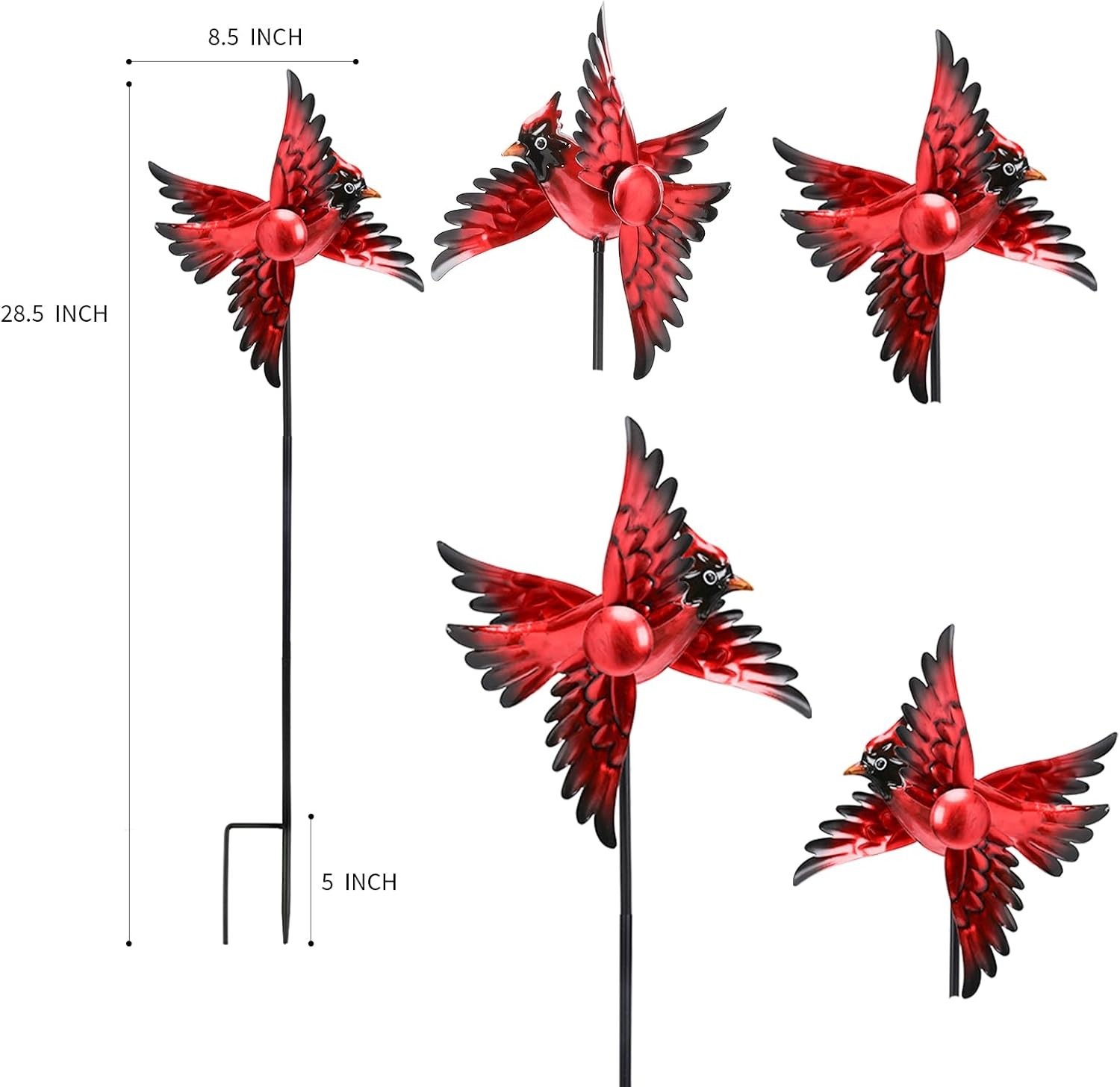 Cardinal Wind Spinner Outdoor, 2 Pack Metal Red Birds Windmill for Yar... gallery