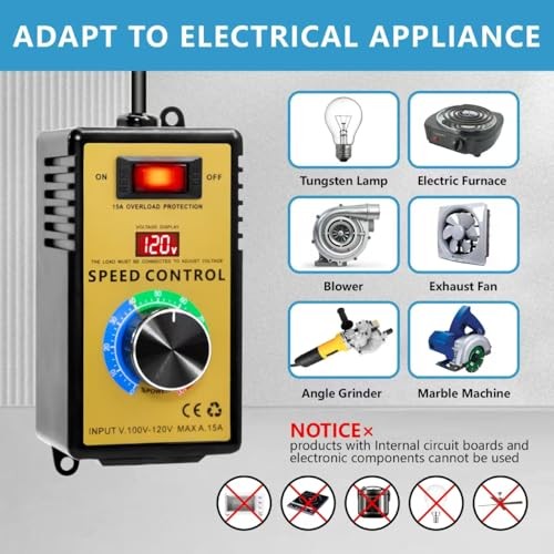 AC Motor Speed Controller 100V-120V 15A Variable Fan Speed Controller gallery
