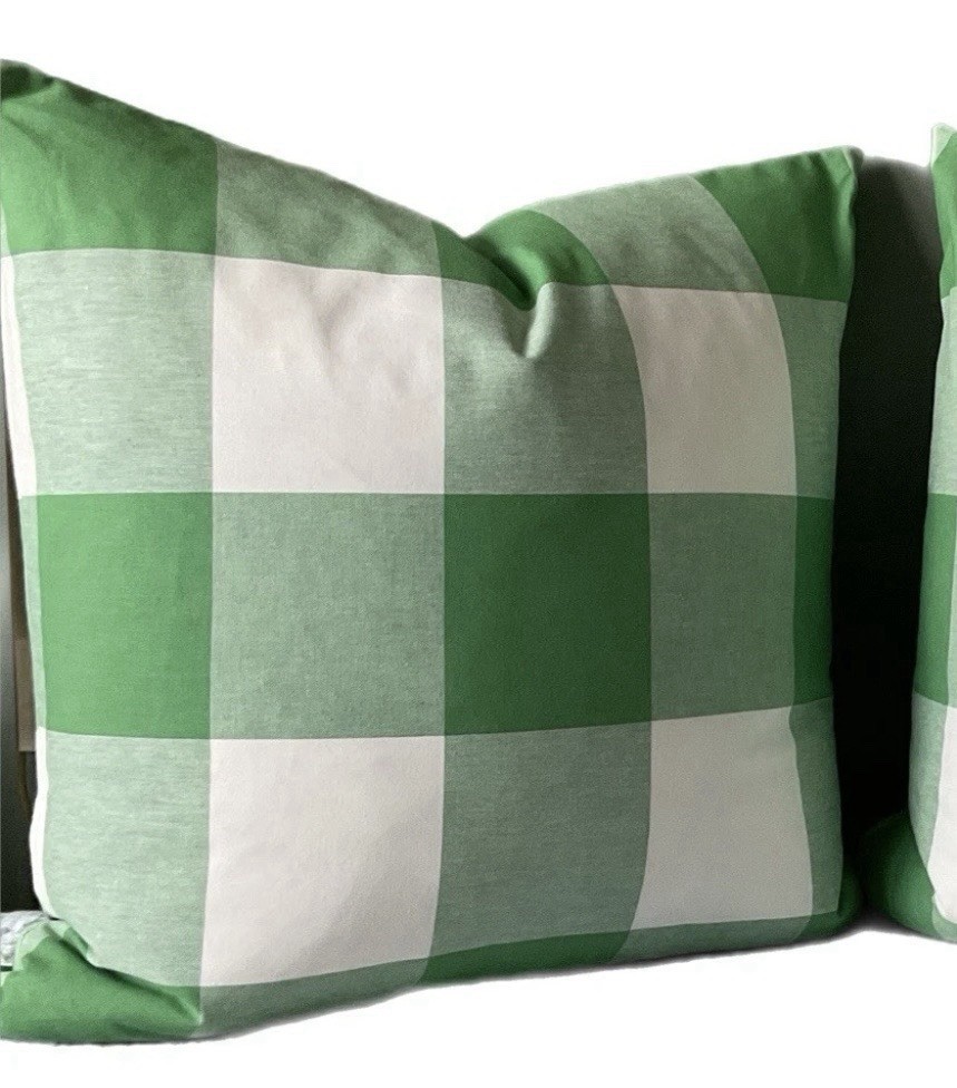 One Spring Green And White Buffalo Check Custom Pillow Cover gallery