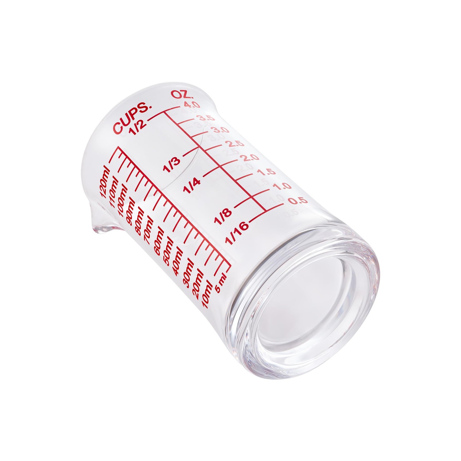 4oz Heavy Glass Shot Measuring Cup with V-Shaped Spout - Red Line gallery