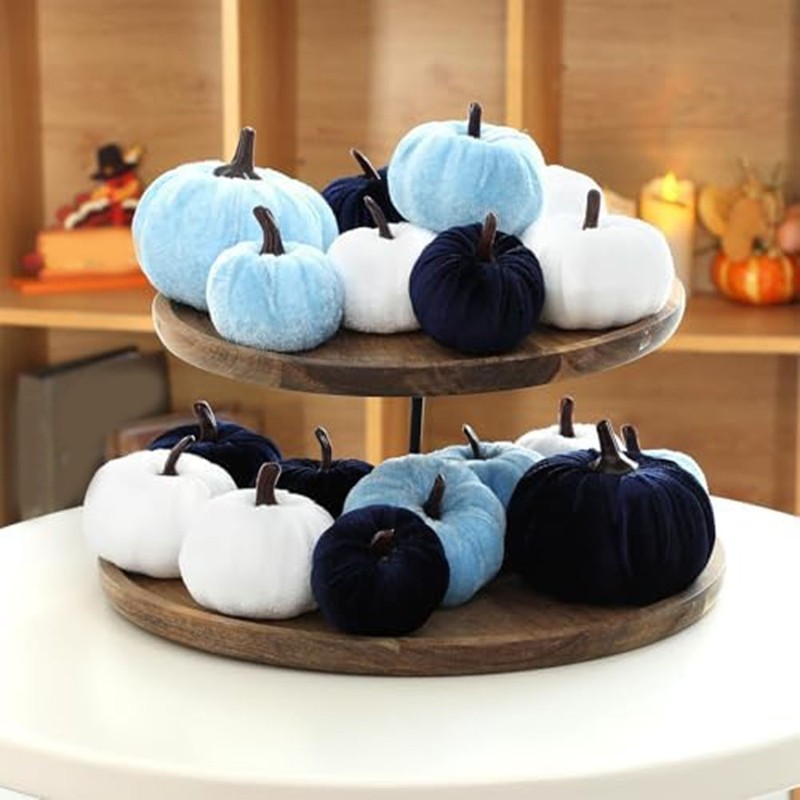 12Pcs Velvet Foam Pumpkins - Rustic Fall Decor for Thanksgiving & Halloween gallery