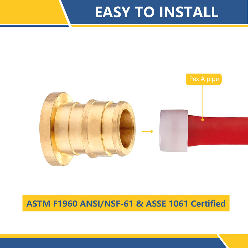 EFIELD (2-50 Pack) Pex A End Cap 1/2" Plug Expansion Brass Fitting Lead Free gallery