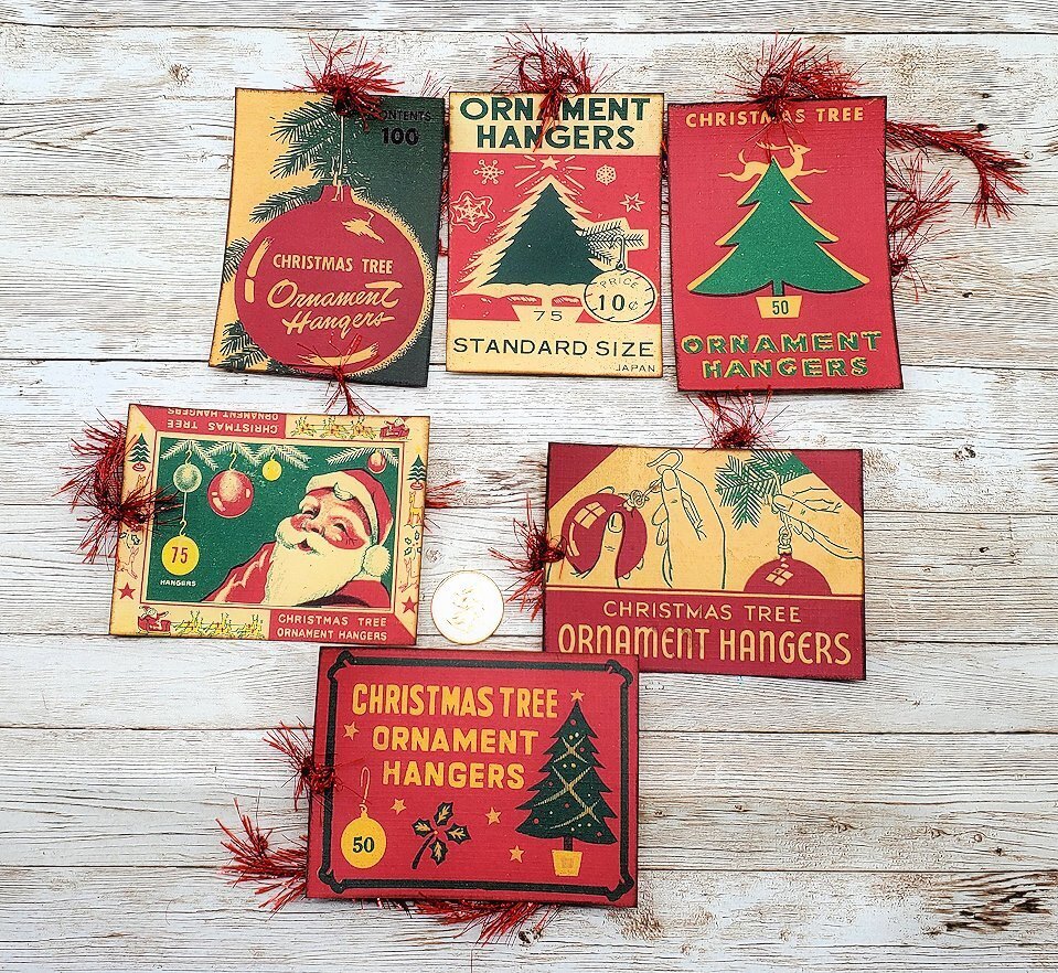 6-Christmas-Retro-Mid Century-Ephemera-Junk Journal-Linen Cardstock-Hang-Tags gallery