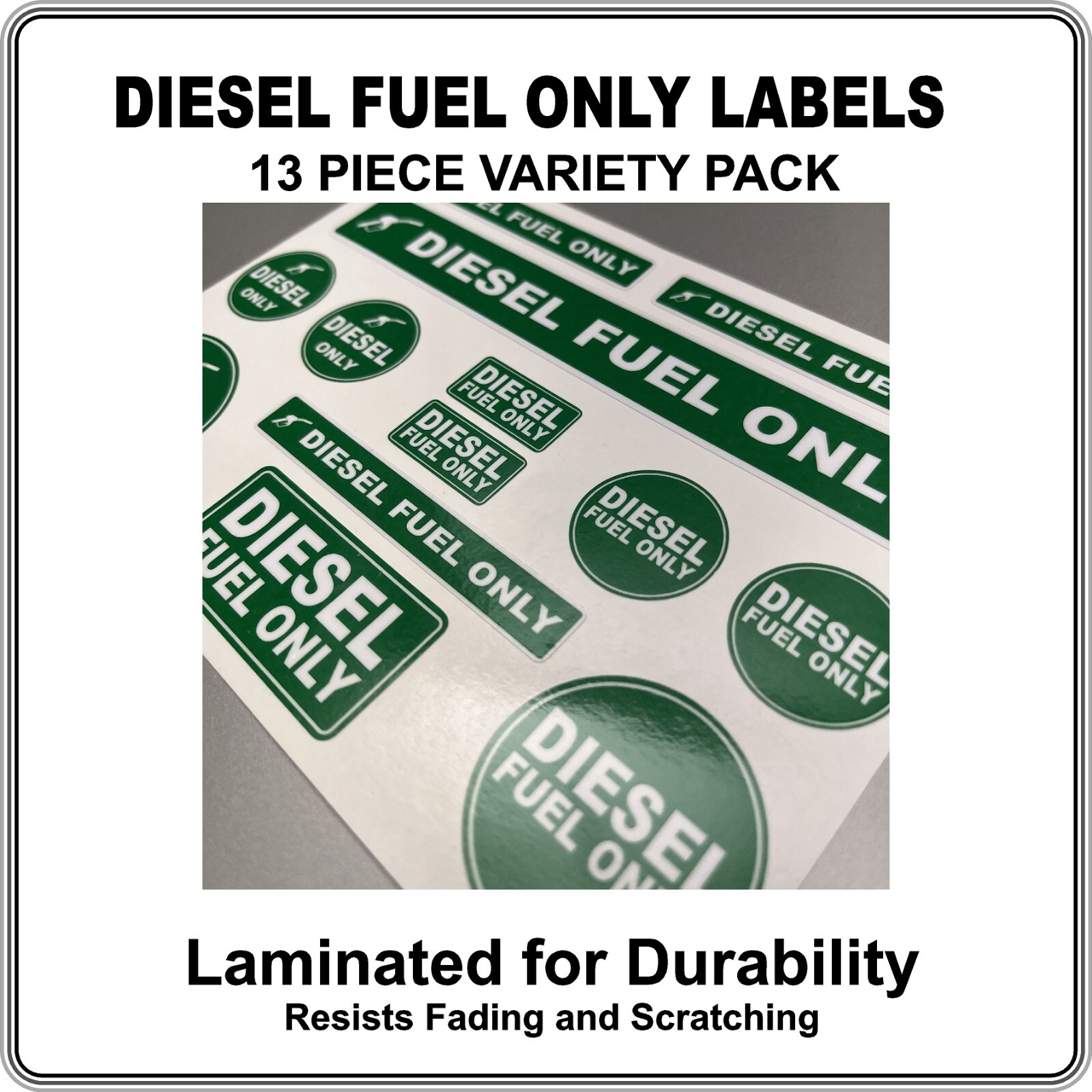 DIESEL FUEL ONLY Warning Labels 13 Piece Variety Pack High Quality Laminated gallery