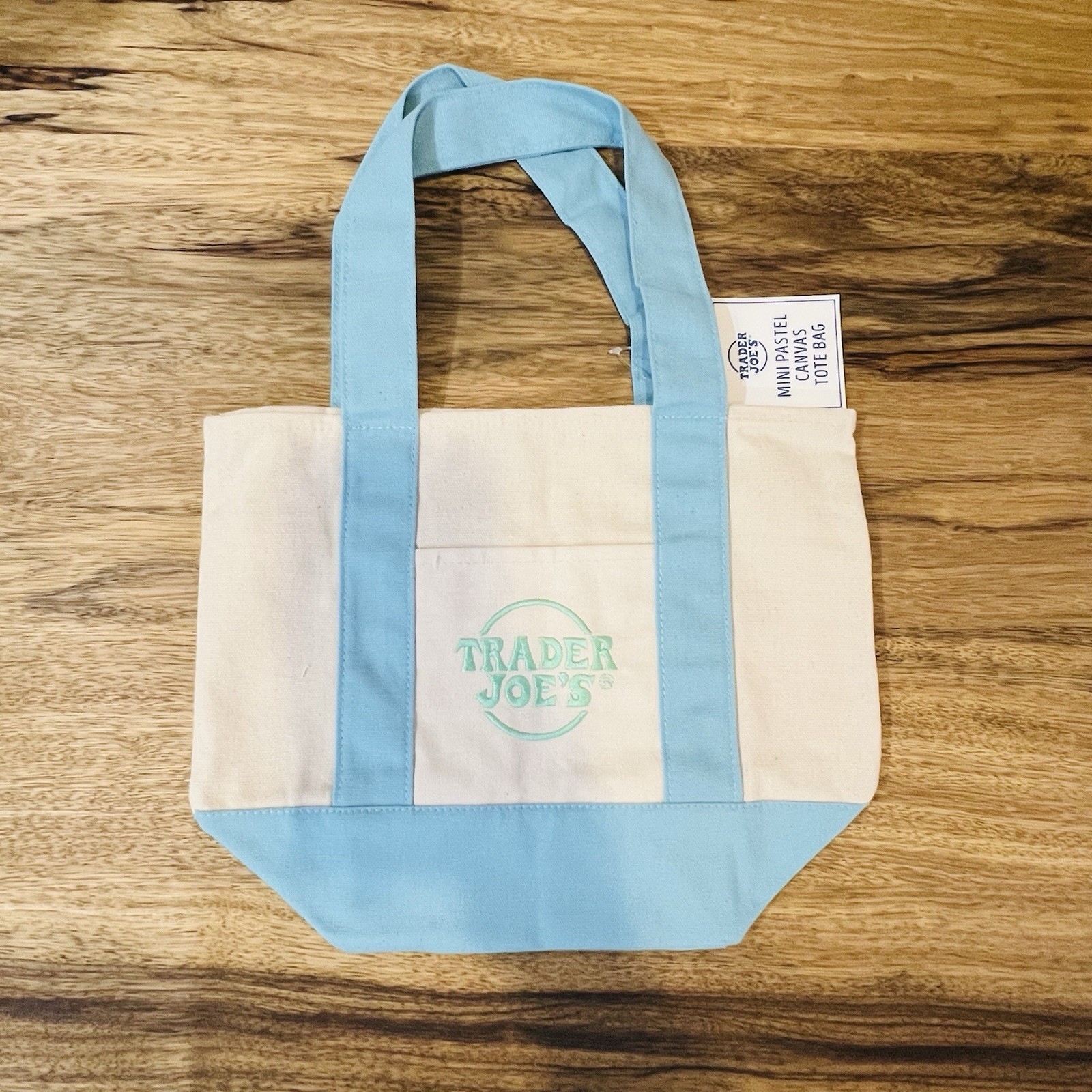 Trader Joe’s 2026 Mini Canvas Pastel Reusable Tote Bag Blue - BRAND NEW | US gallery