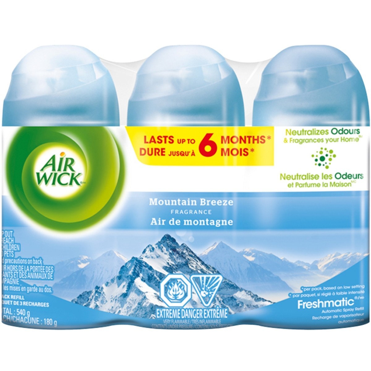 AIR WICK FRESHMATIC ULTRA SPRAY REFILL MOUNTAIN BREEZE 6.34oz PACK OF 3 gallery
