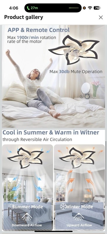 Modern Dimmable Flower Shape Ceiling Fans with Lights,27" Ceiling Fan Lights ... gallery