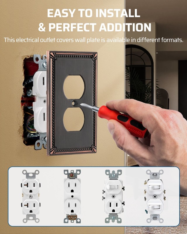 DEWENWILS Wall Plate Switch Plate Outlet Cover, Aged Bronze Light Switch 2 PK gallery