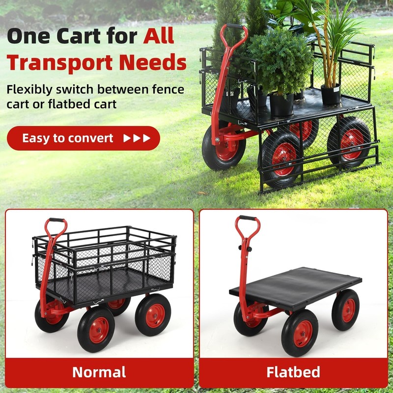 Heavy Duty Pullable Garden Utility Wagon Yard Cart 1400 lbs w/10" Tires for Lawn gallery