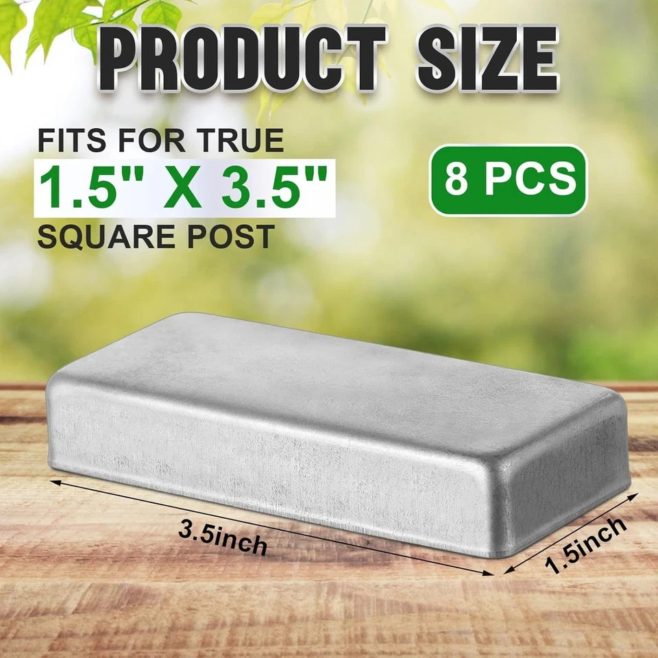 8 Pcs 2 X 4 Inches Galvanized Fence Post Caps For True 1-1/2" X 3-1/2" (Silver) gallery