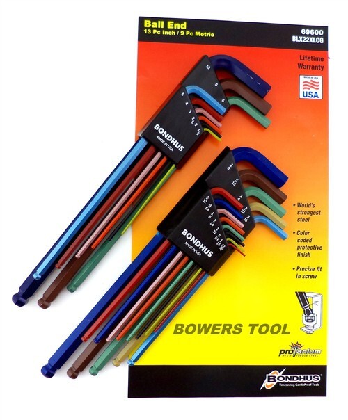 Bondhus 22pc ColorGuard Hex Wrench Set Ball End Metric SAE L Standard Inch USA gallery
