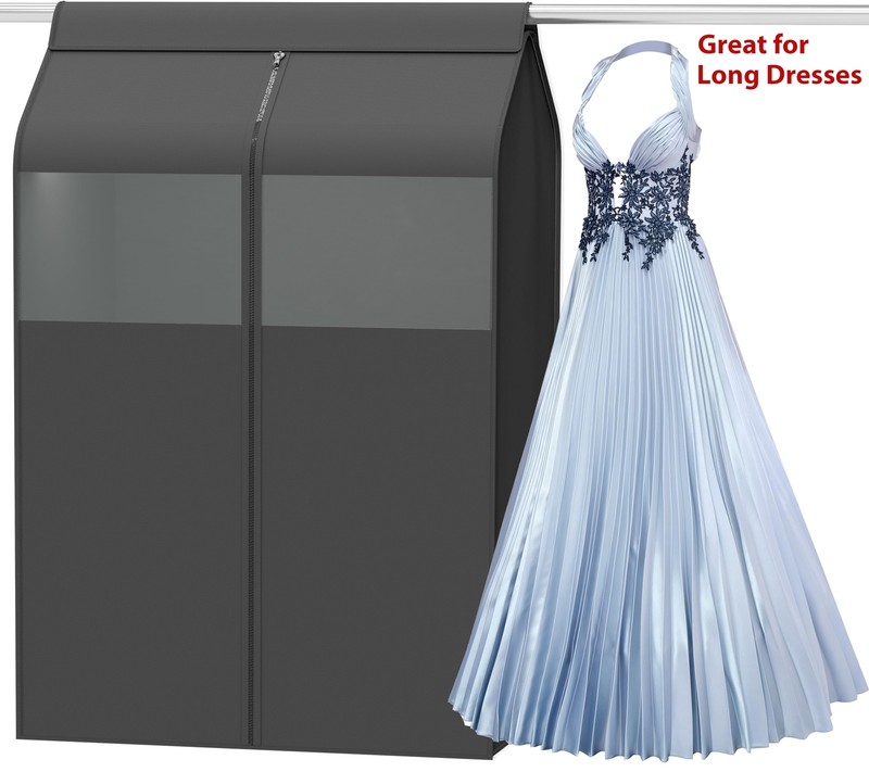 Garment Covers for Clothes Rack/Hanging Clothes, Enclosed Clear Window,Dark Grey gallery