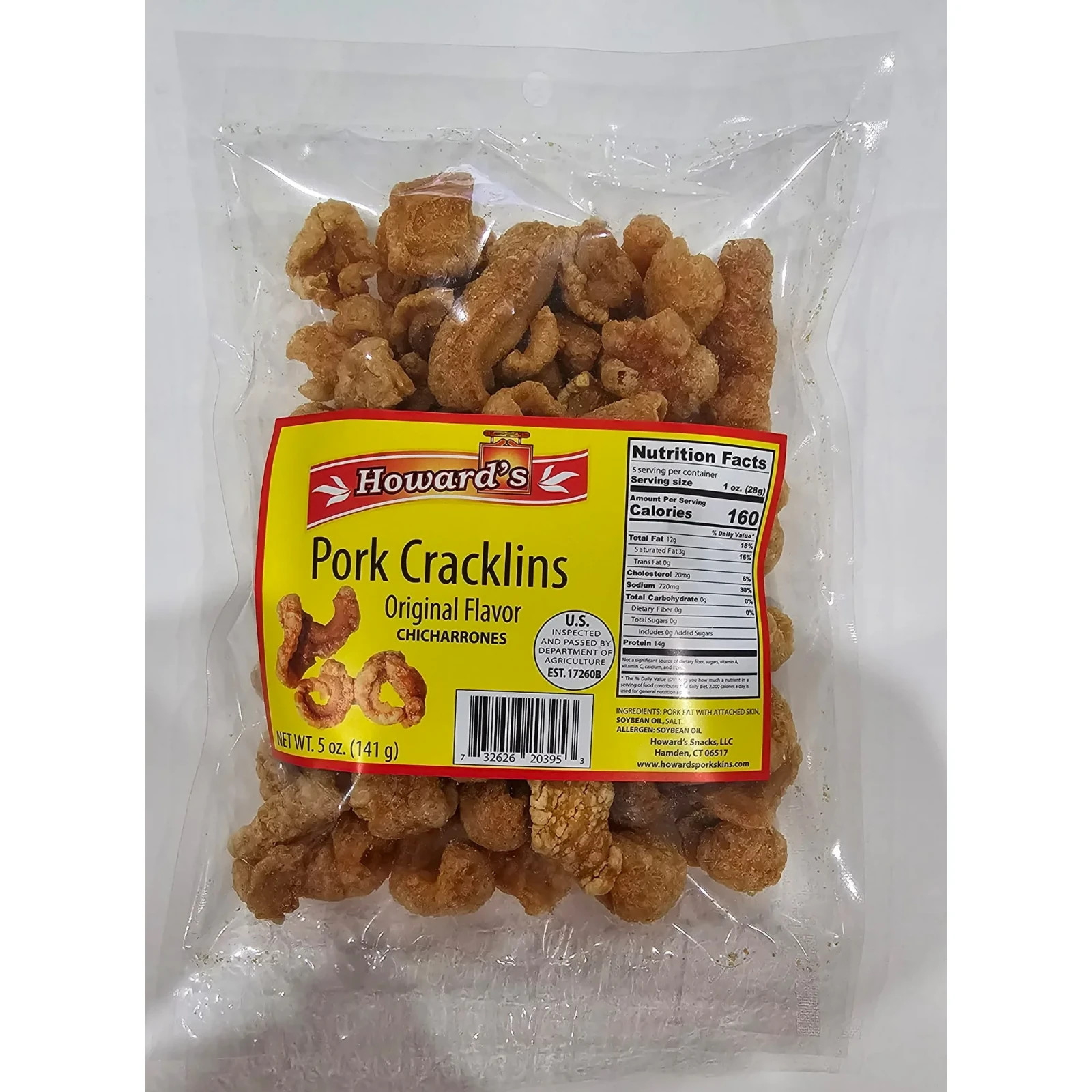 Howards Fried Pork Cracklins | Chicharrones | Original Flavor 5Oz - 4 Pack gallery