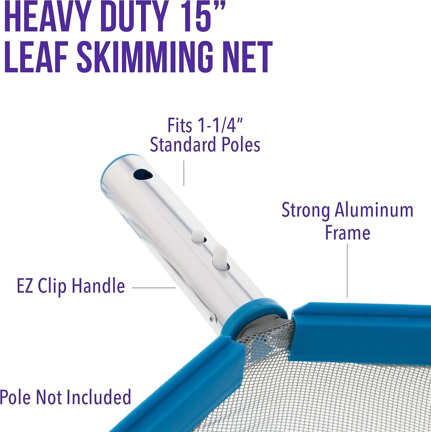 U.S. Pool Supply Professional Heavy Duty Large 15" Swimming Pool Leaf Skimmer gallery