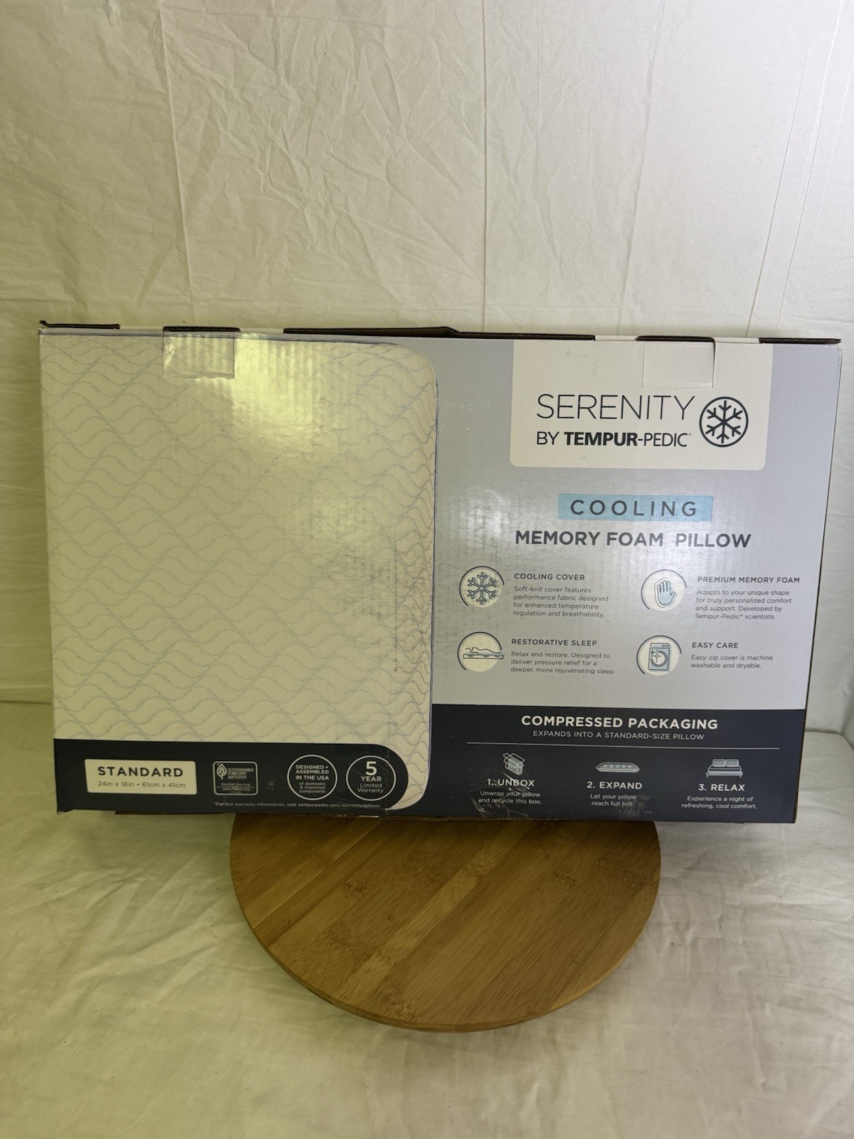 Serenity by Tempur-Pedic Cooling Memory Foam Pillow Standard 24x16 New gallery