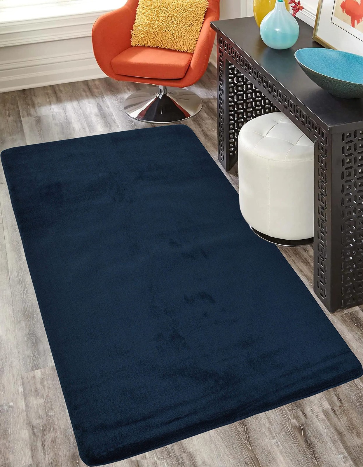 Euro Collection Solid Color Area Rug Rugs Slip Skid Resistant Rubber Backing ... gallery