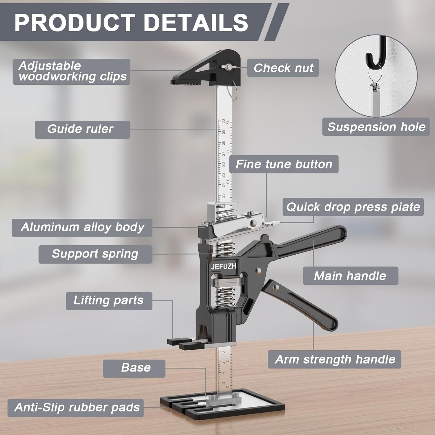 Labor Saving Arm Jack 2 Pack, Load Bearing 440 lb Metal Lifter Height Adjustment gallery