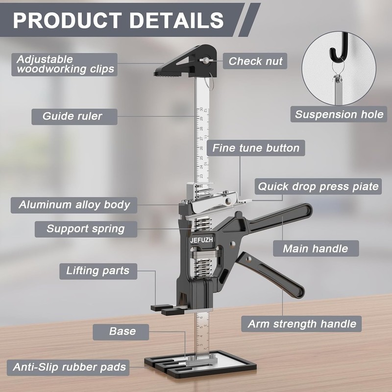 Labor Saving Arm Jack 2 Pack, Load Bearing 440 lb Metal Lifter Height Adjustment gallery